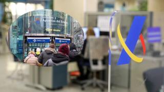 Montaje de una administración de Lotería con una sala de la AEAT (Europa Press).