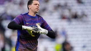 Szczesny, durante el calentamiento previo al partido contra el Real Madrid.