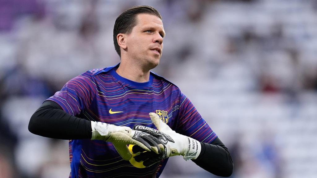 Szczesny, en el calentamiento previo al partido frente al Real Madrid.