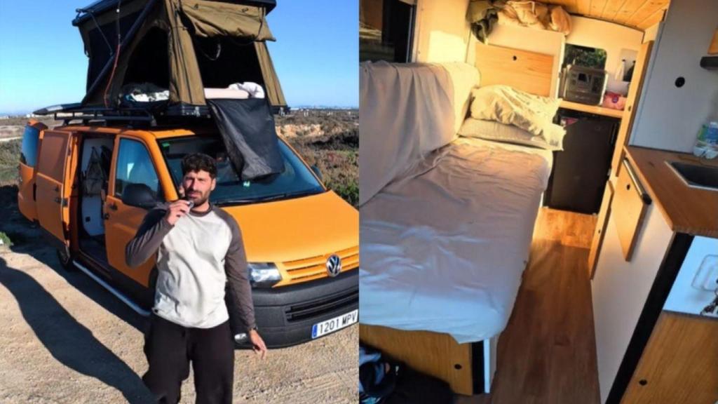 Montaje con José Antonio (29), funcionario y su furgoneta.