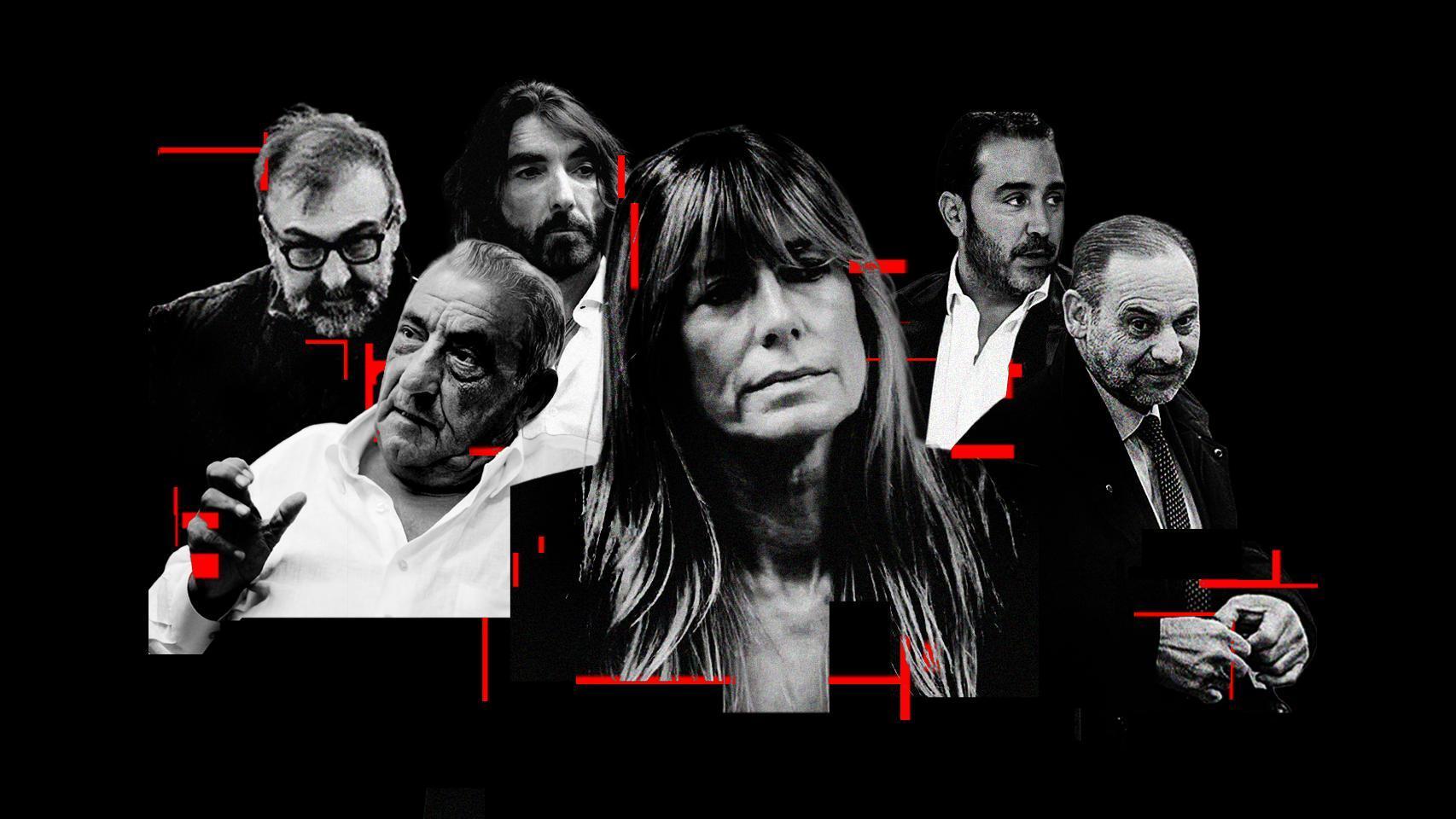 De izquierda a derecha: Koldo García, Juan José Hidalgo, Javier Hidalgo, Begoña Gómez, Víctor de Aldama y José Luis Ábalos.