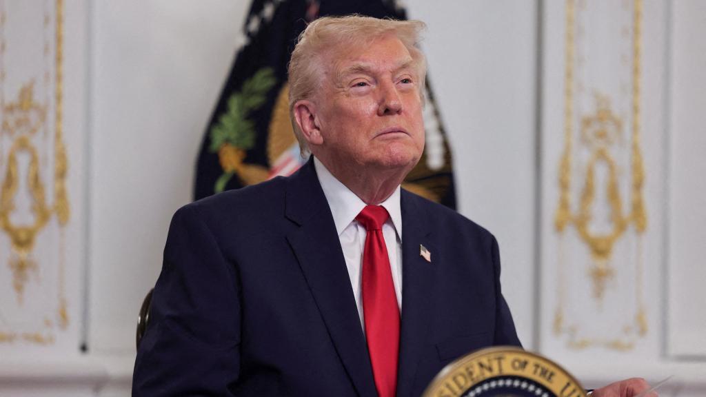 El presidente de EEUU, Donald Trump, este jueves, durante un discurso a sus tropas por Acción de Gracias.