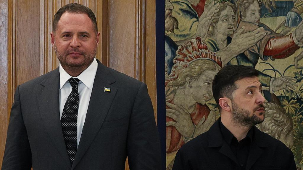Andrí Yermak y Volodímir Zelenski durante su reciente visita a España.