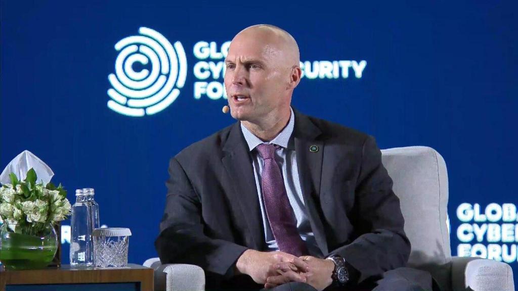 Neal Jetton durante una intervención en el Global Cybersecurity Forum de Riad (Arabia Saudí).