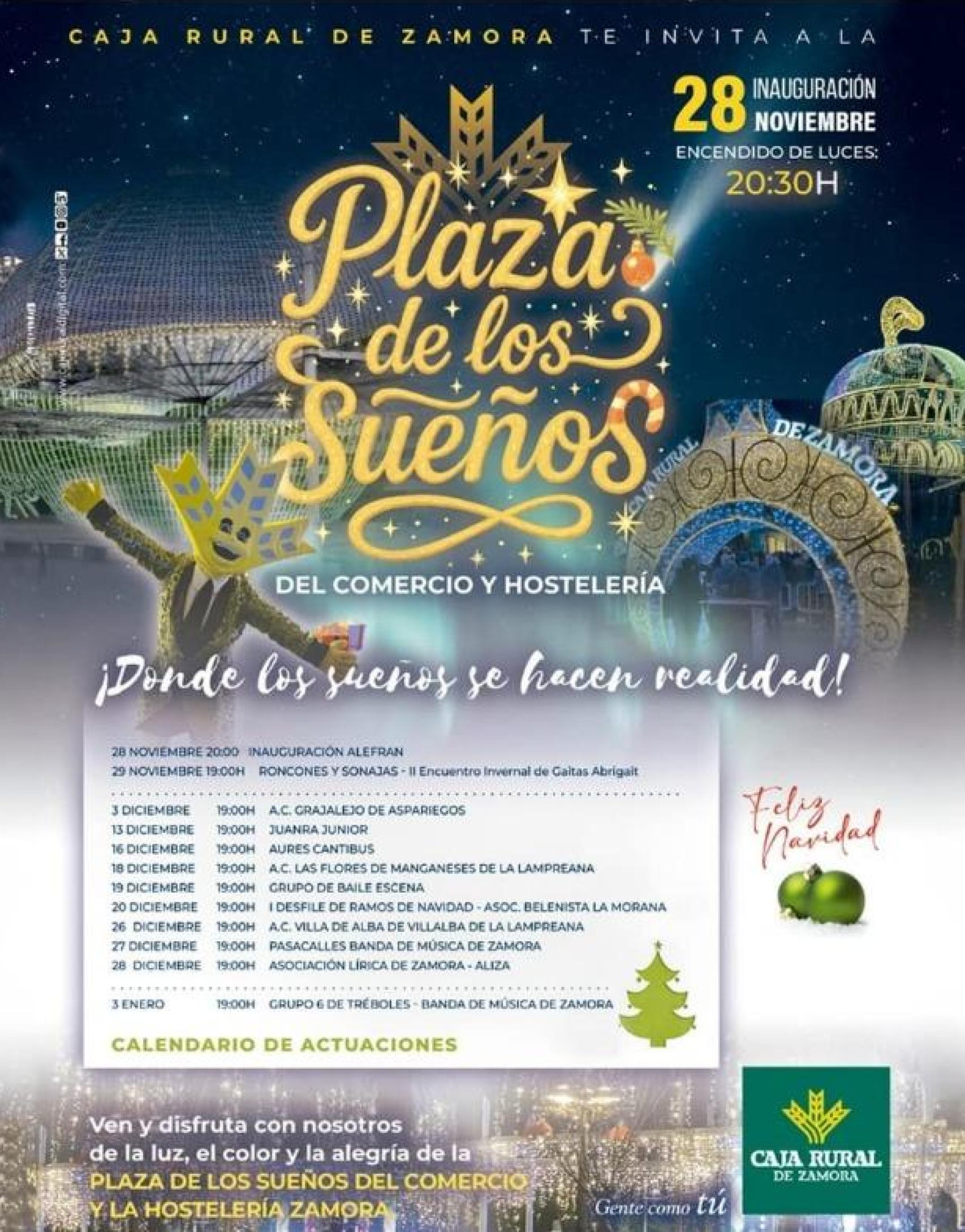 Cartel de la programación de la Plaza de los Sueños de Caja Rural de Zamora