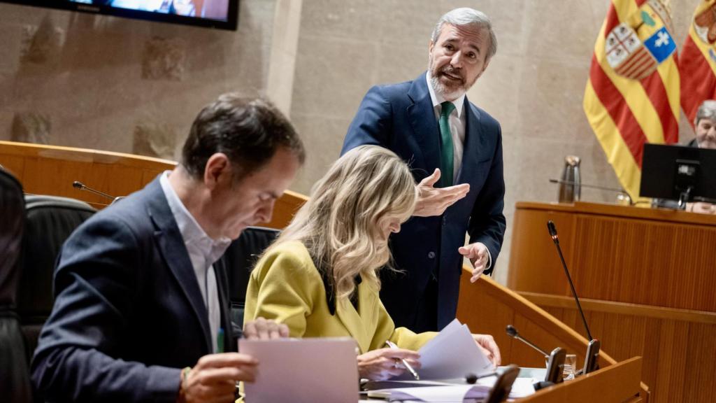 Azcón, este viernes en las Cortes de Aragón.