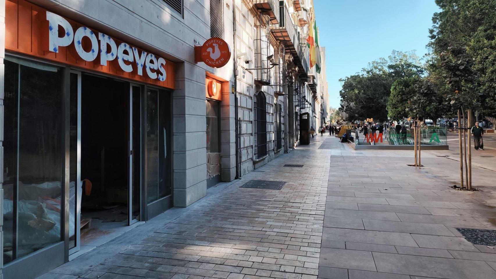 Imagen del nuevo Popeyes de la Alameda Principal de Málaga.