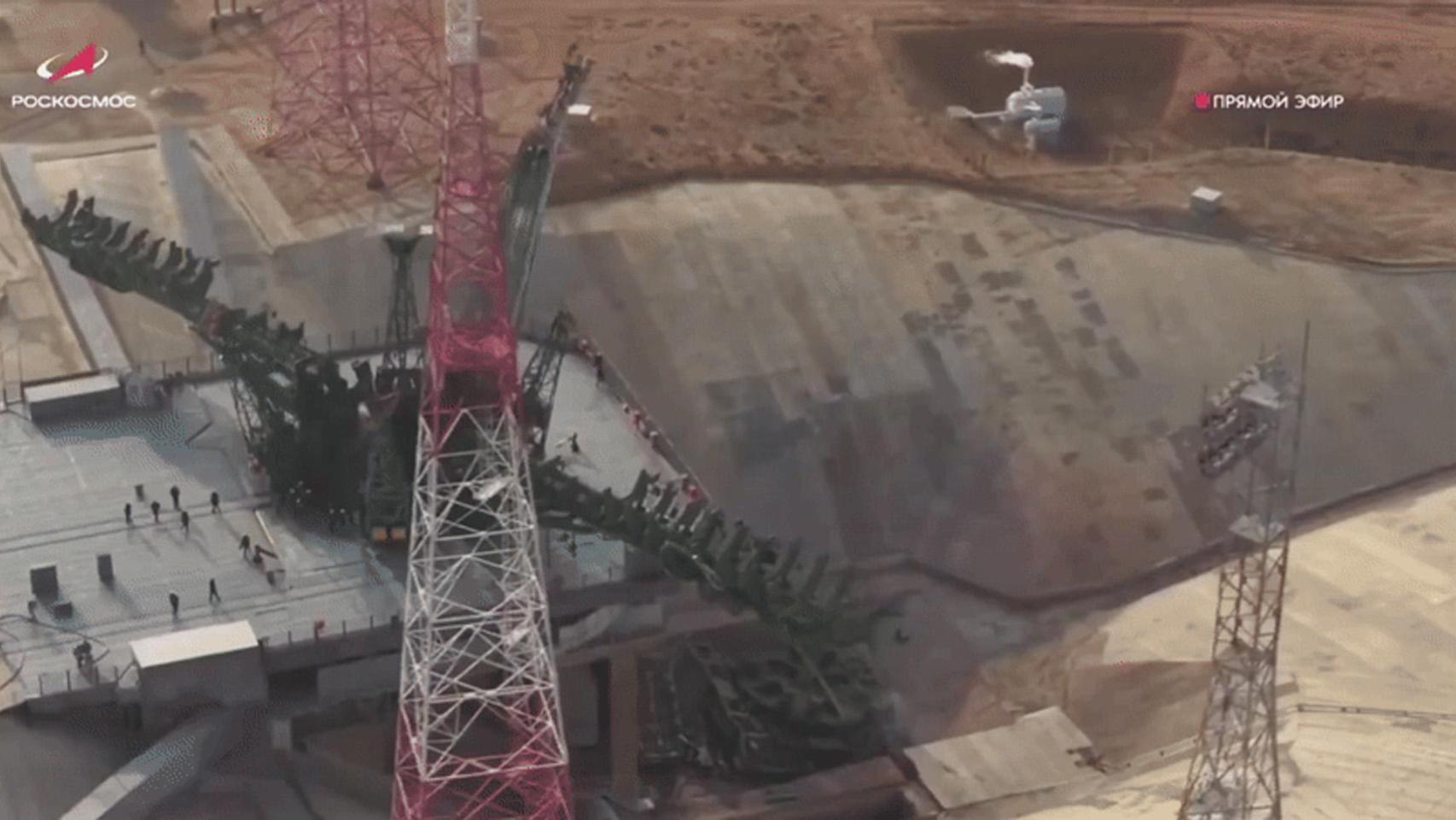 Captura de imagen del directo de la Roscosmos que muestra los daños.