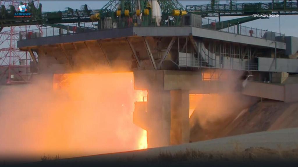 Momento del despegue de la Soyuz.