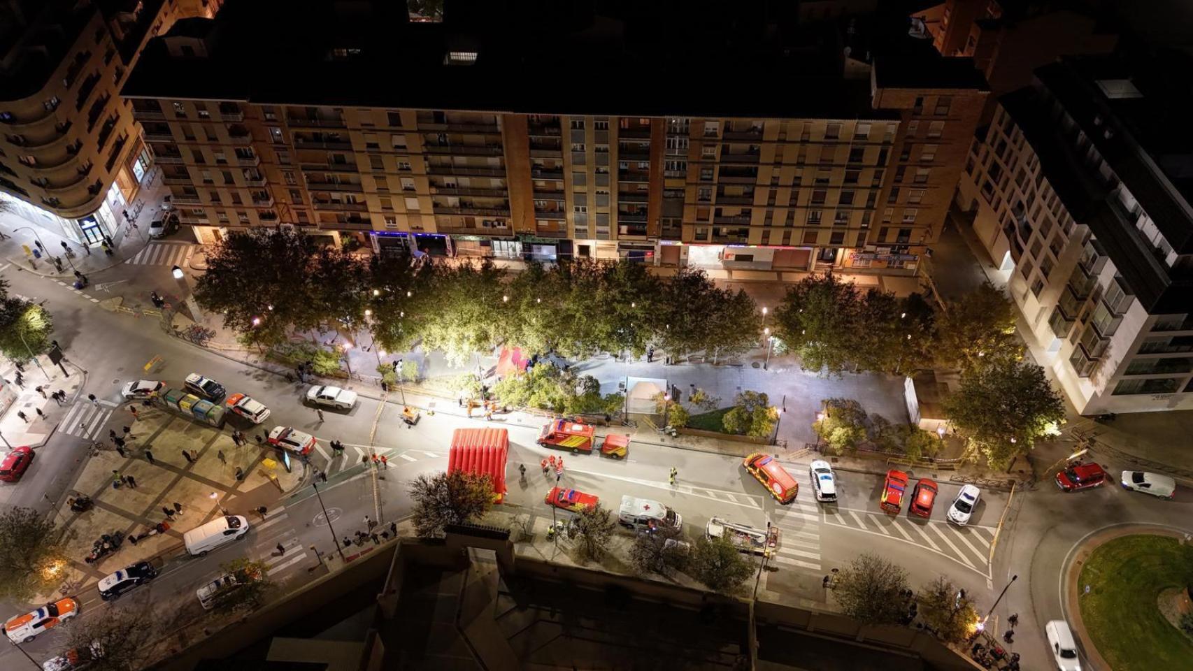 Edificios desalojados en Huesca.