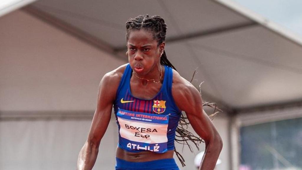 Aauri Bokesa, en los 400 metros del circuito de atletismo de Sotteville-lès-Rouen en 2021.
