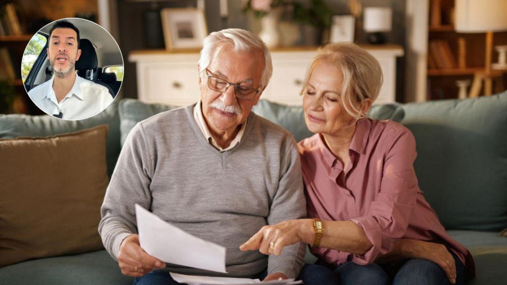 Pareja mayor y el abogado Manuel Requena.