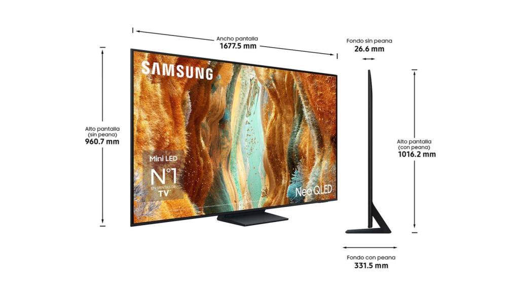 Dimensiones del televisor de Samsung.