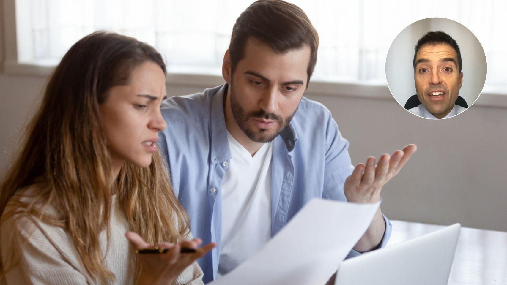 Hermanos discutiendo por un testamento y el abogado Iñaki Barredo.