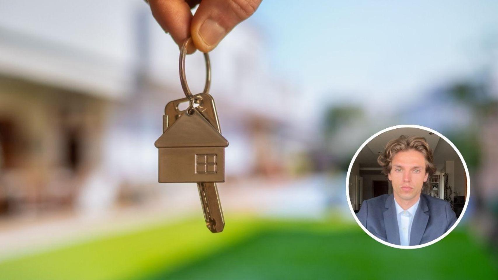 Montaje con Yago Taboas, experto en finanzas y persona con las llaves de una vivienda (Imagen de archivo).