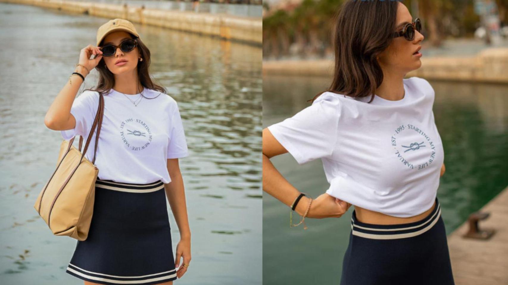 Claudia Arenas con una camiseta de Varual Brand.