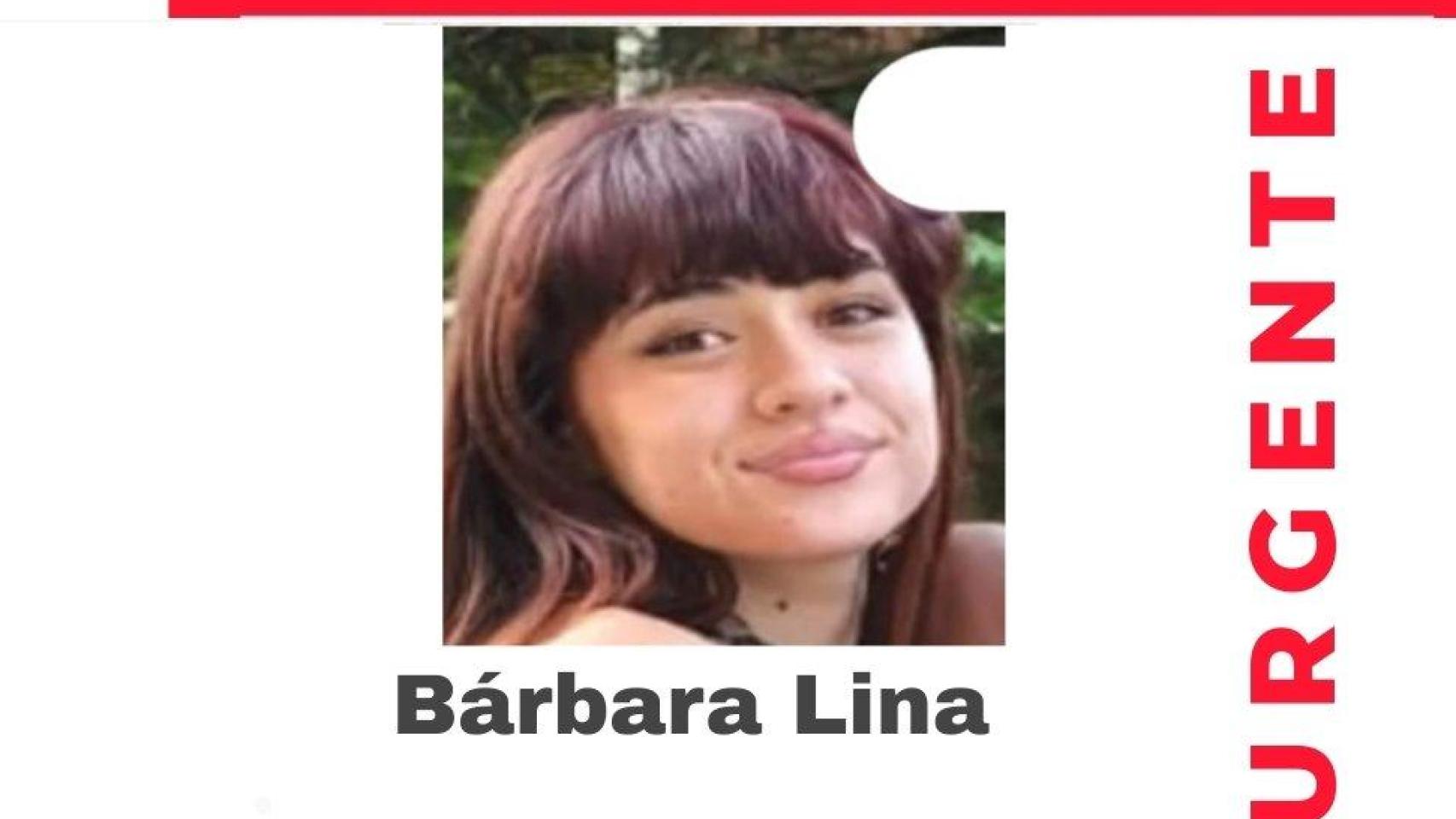 El cartel de SOS Desaparecidos alertando sobre la desaparición de Bárbara Lina