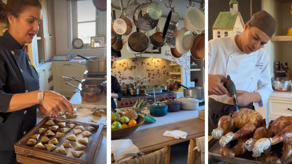 Samantha Vallejo-Nágera, en la cocina de la casa de Richard Gere y Alejandra Silva en Madrid, preparando el catering para su fiesta de Acción de Gracias.