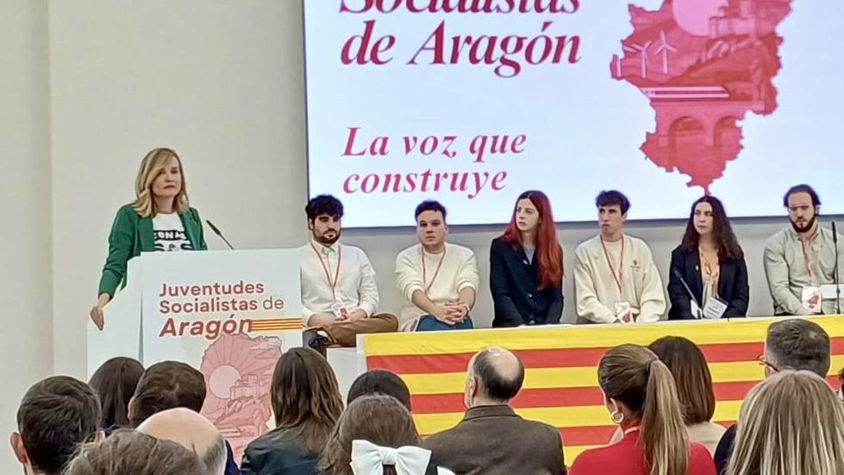 Pilar Alegría, durante la clausura del XVI Congreso de Juventudes Socialistas de Aragón