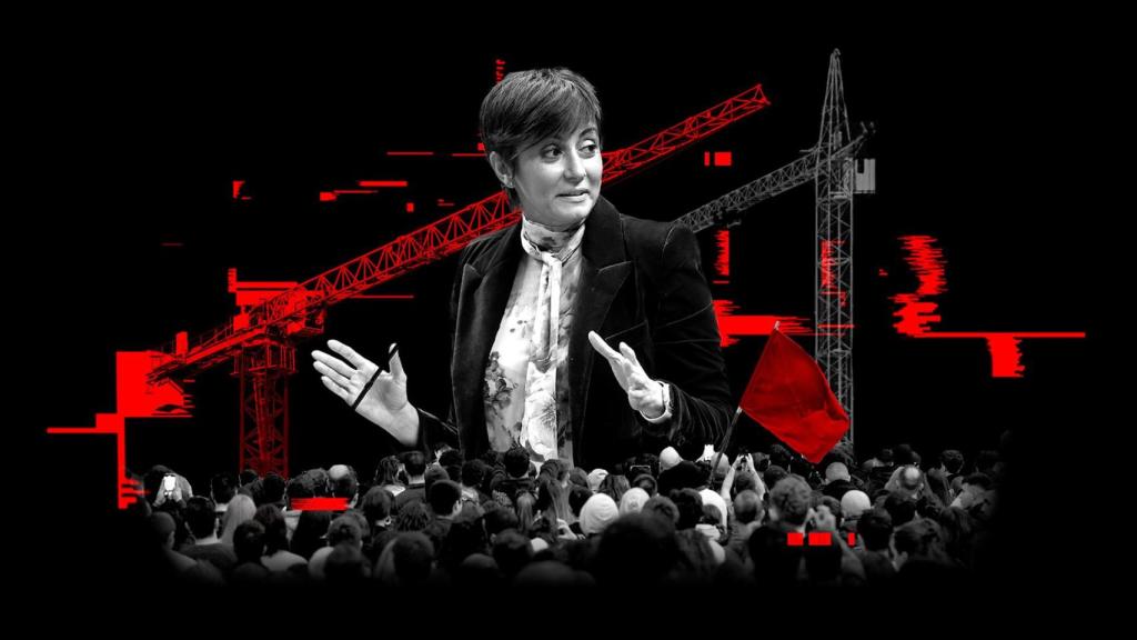 La ministra Isabel Rodríguez, ante una manifestación por el derecho a la vivienda.