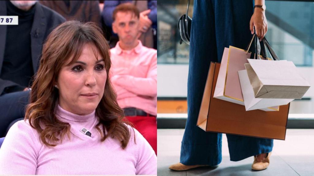 Montaje con una imagen de Belén y una imagen de archivo de una persona comprando.