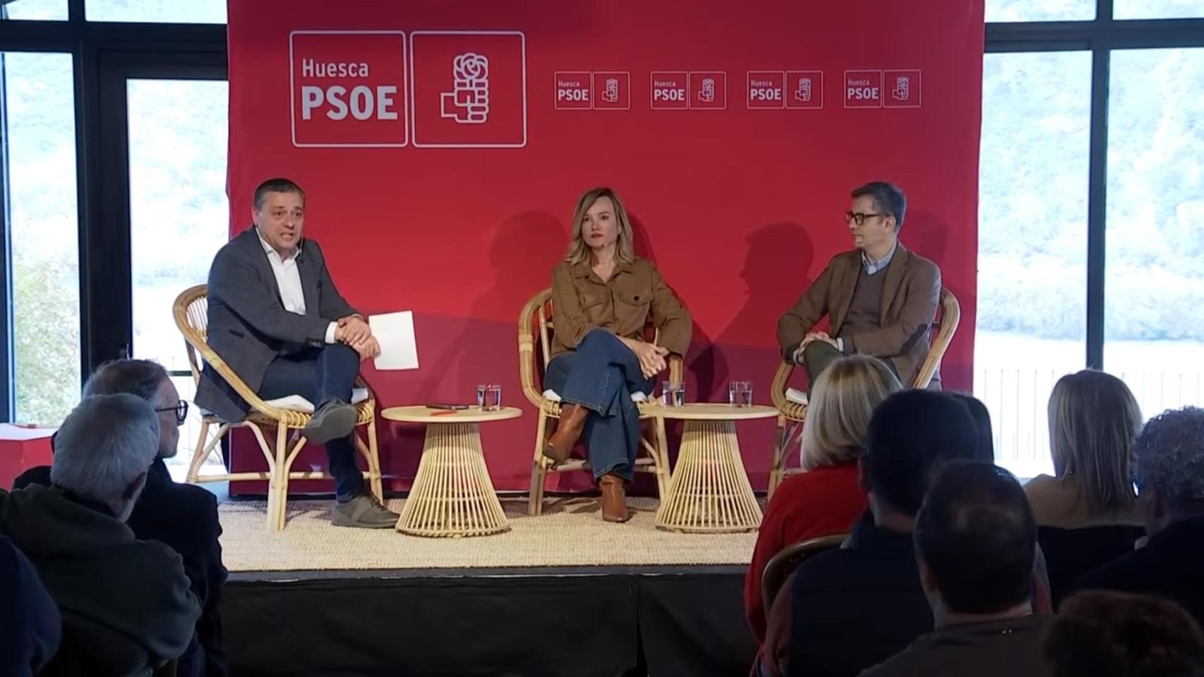 Pilar Alegría y Félix Bolaños, en unas jornadas socialistas en Ligüerre de Cinca (Huesca)