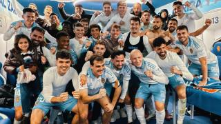 Celebración del Real Zaragoza tras la victoria ante el Leganés