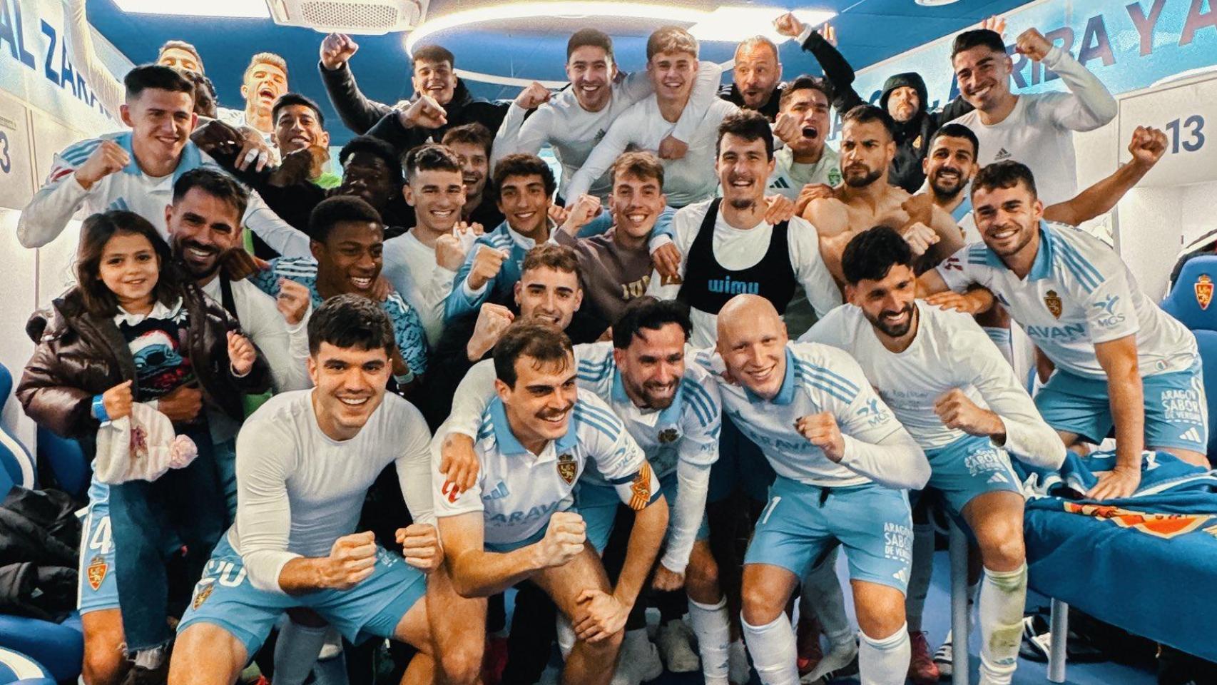 Celebración del Real Zaragoza tras la victoria ante el Leganés