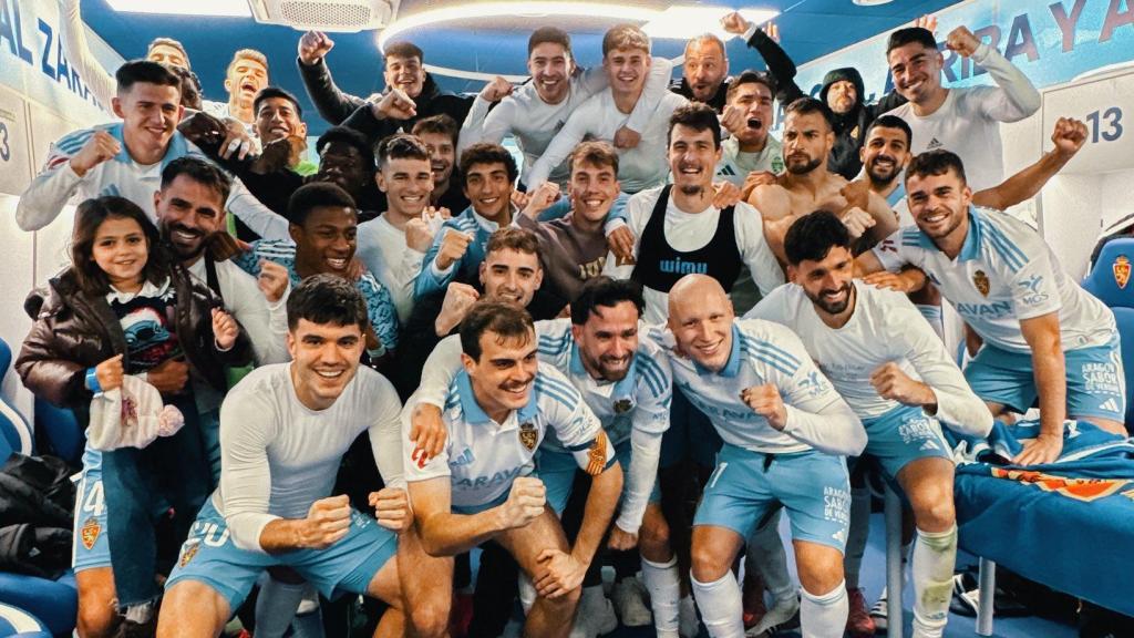 Celebración del Real Zaragoza tras la victoria ante el Leganés