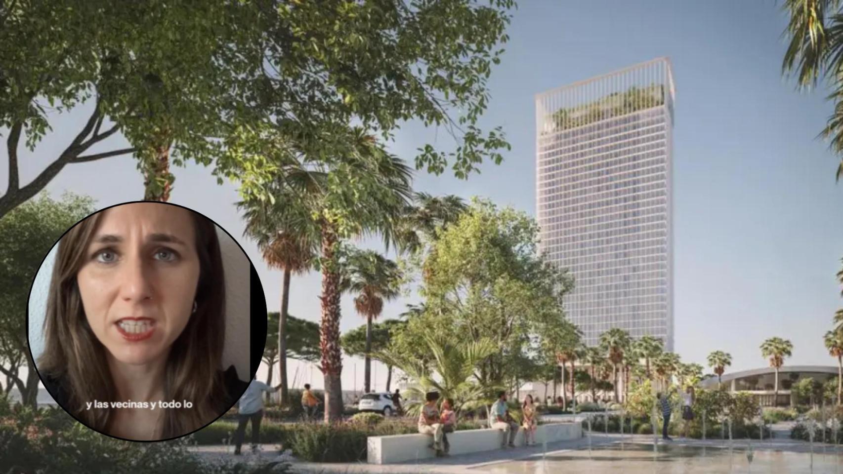 Un montaje con la torre y Belarra.