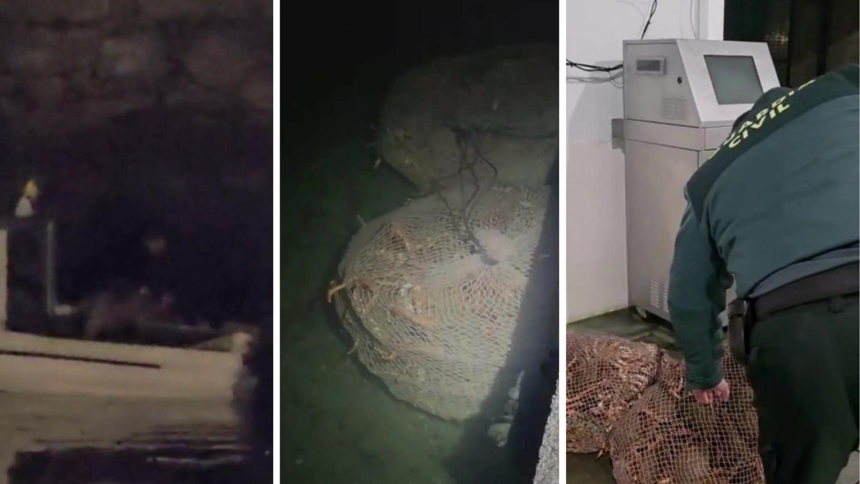 Imágenes de la intervención de 74,5 kilogramos de centollo en Camariñas.