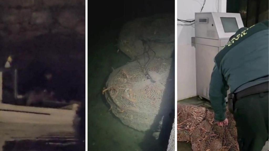 Imágenes de la intervención de 74,5 kilogramos de centollo en Camariñas.