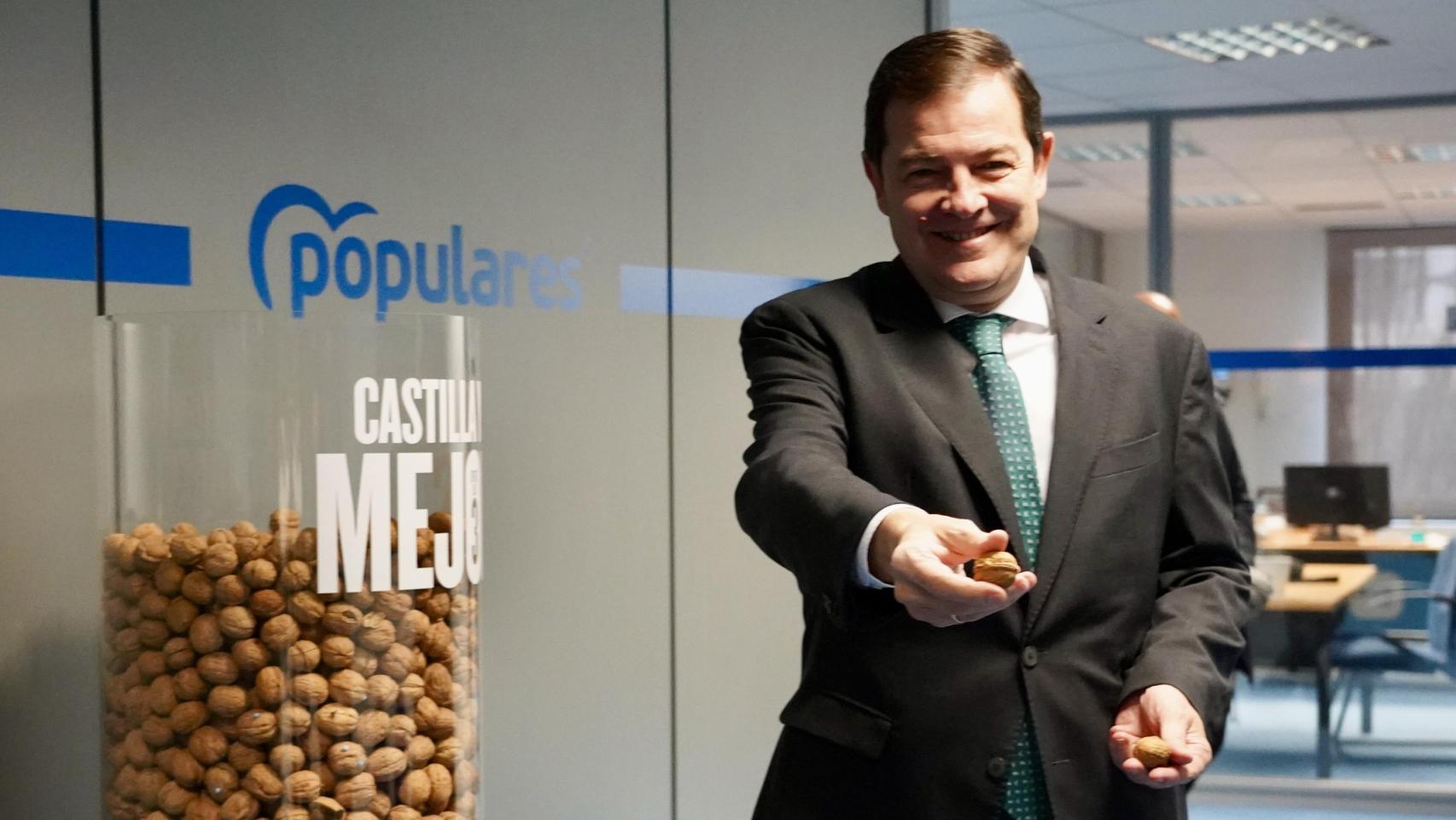 El presidente del Partido Popular de Castilla y León, Alfonso Fernández Mañueco, esta mañana en Valladolid