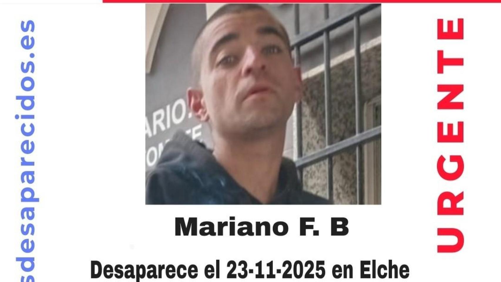 Cartel que difunde la imagen de Mariano.