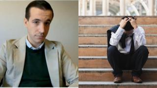 Montaje con una imagen de Juanma Lorente y una imagen de archivo de un trabajador despedido.