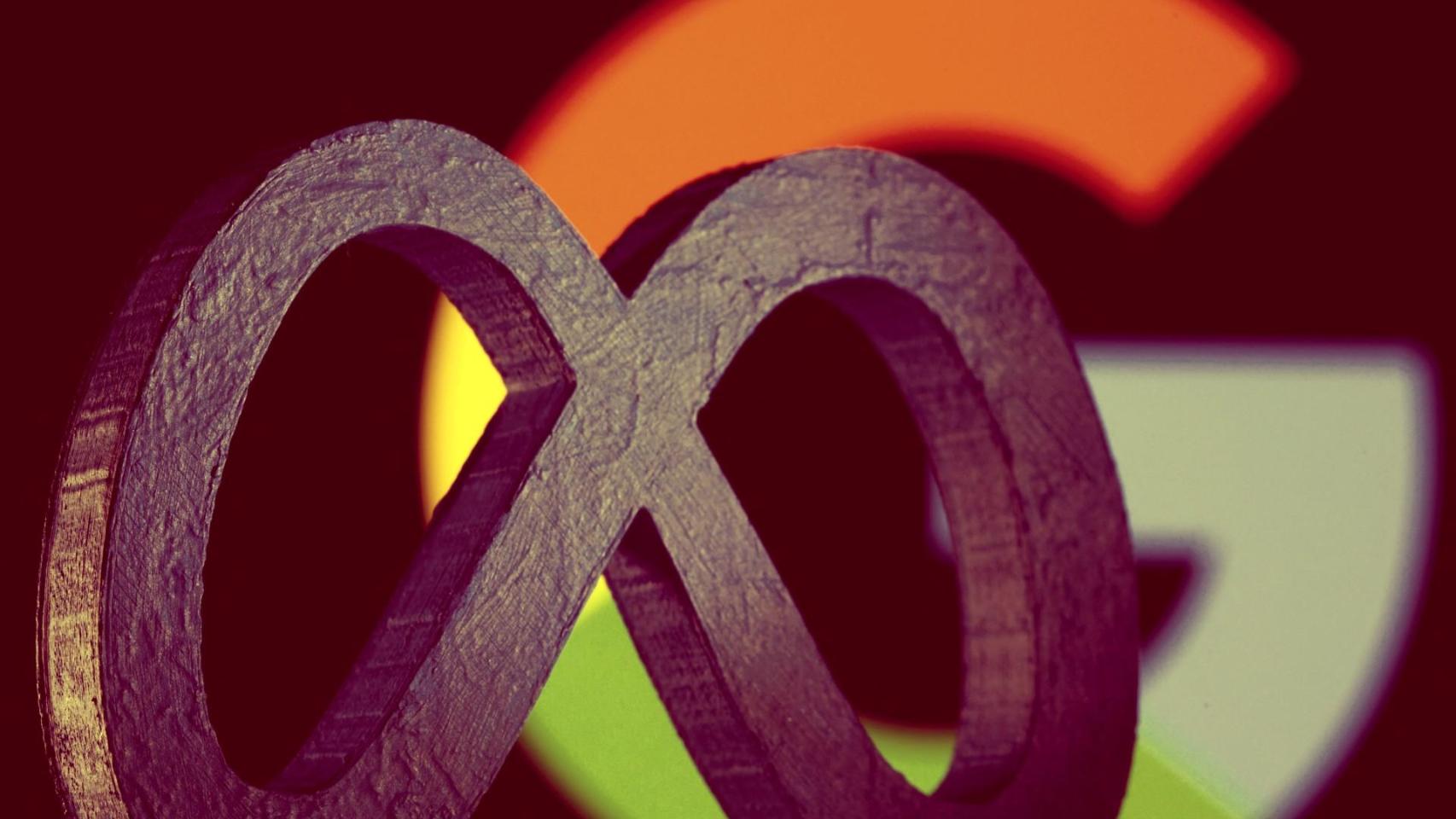 El logo de Meta y el de Google.