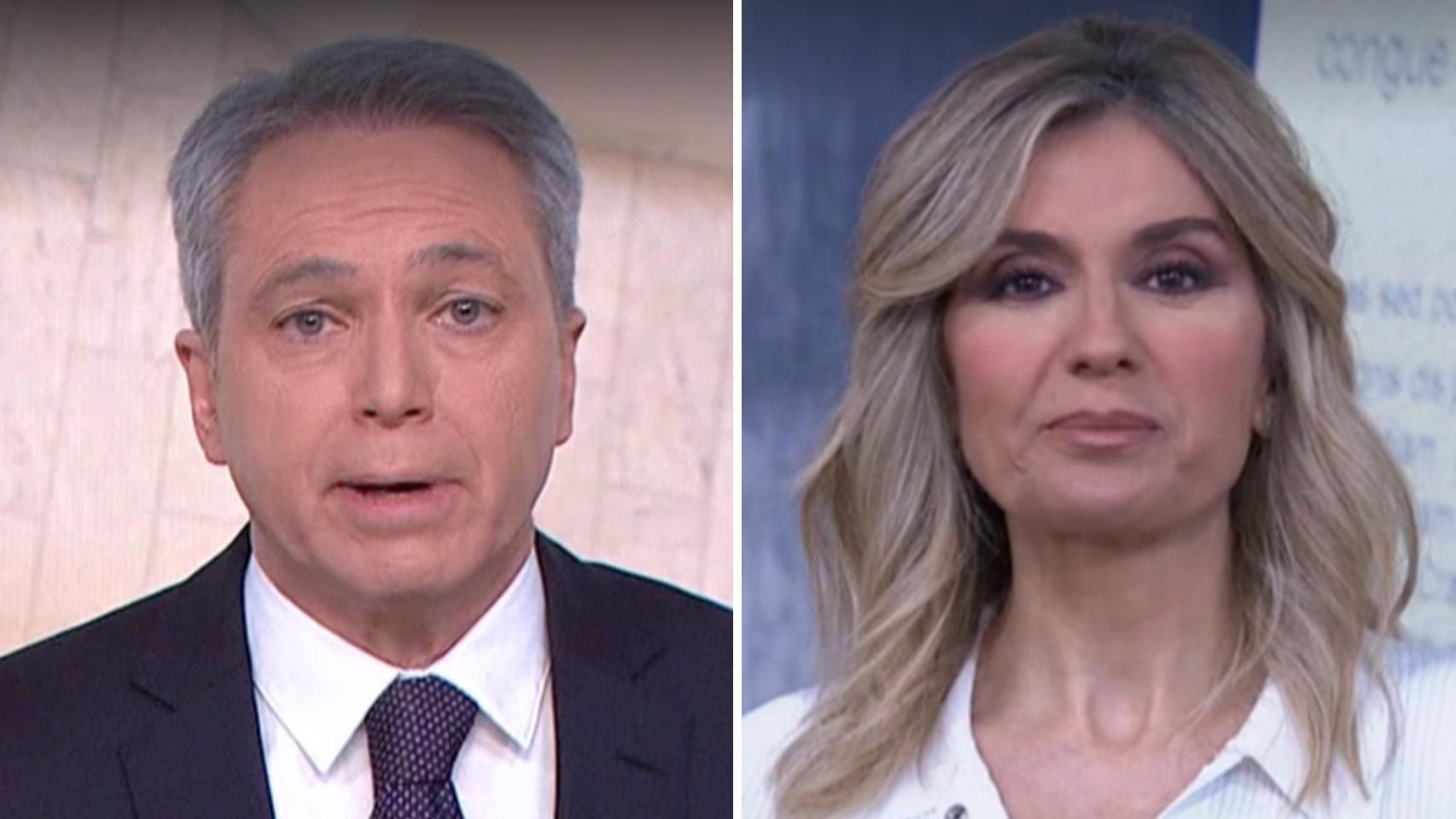 Vicente Vallés y Sandra Golpe en un montaje de BLUPER.