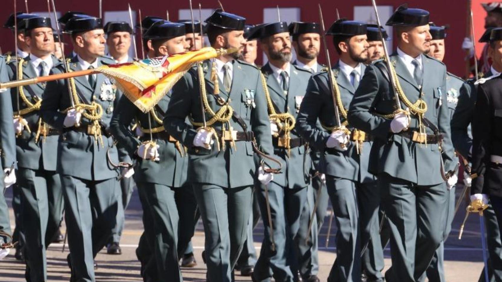 Miembros de la Guardia Civil en el desfile de 2022 del Día de la Fiesta Nacional, en Madrid.
