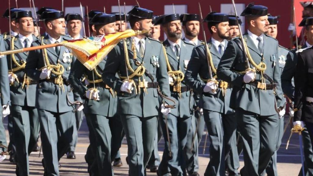 Miembros de la Guardia Civil en el desfile de 2022 del Día de la Fiesta Nacional, en Madrid.