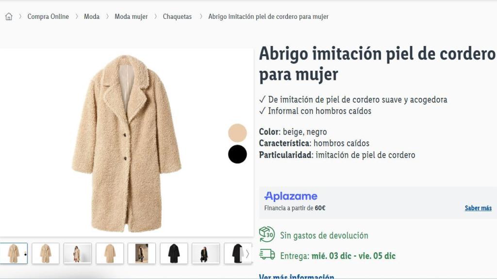 Abrigo imitación piel de cordero para mujer.
