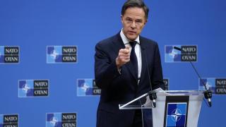 NATO Secretary General Mark Rutte during his press conference on Tuesday in Brussels