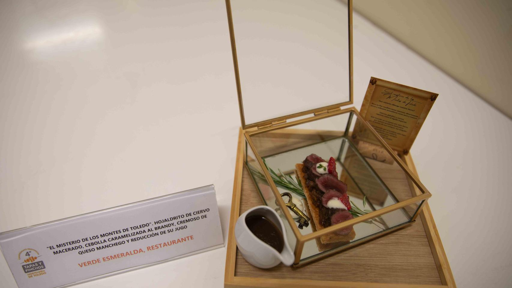 'Misterio de los Montes de Toledo', tapa ganadora elaborada por el restaurante Verde Esmeralda de Torrijos.