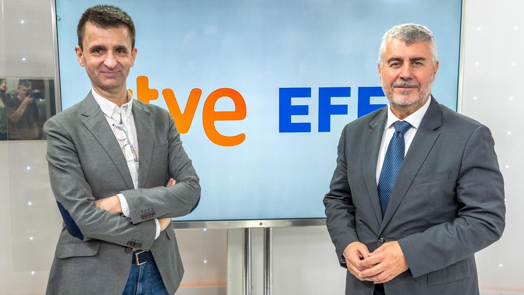 José Pablo López, presidente de RTVE, y Miguel Ángel Oliver, presidente de EFE.