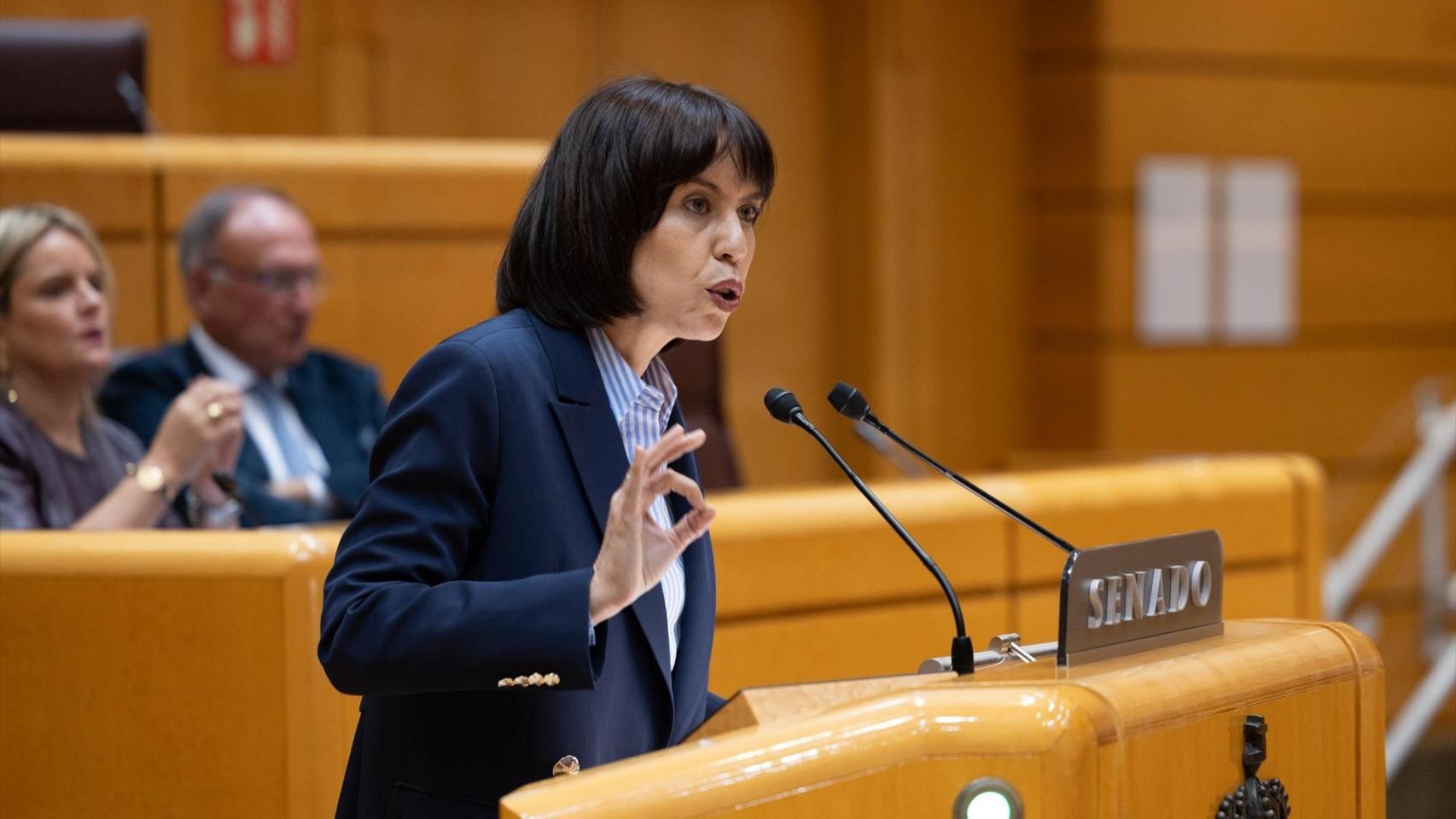 La ministra de Universidades, Diana Morant, interviene en el Senado, este martes.