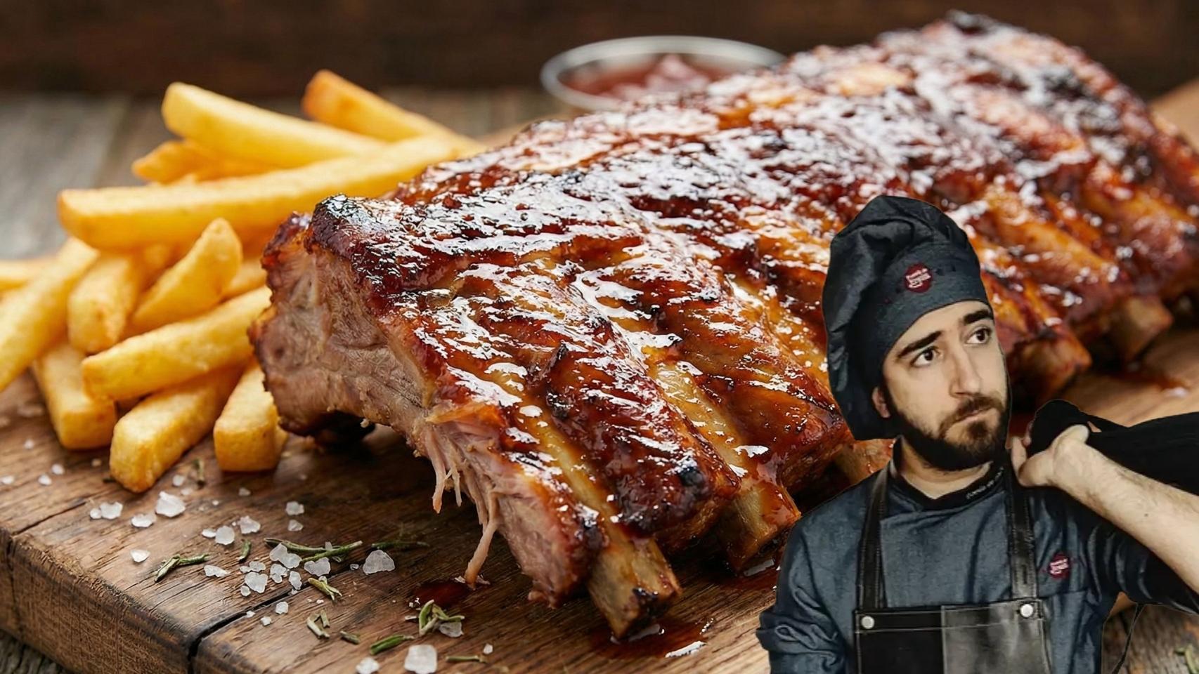 Pablo Suárez, cocinero, en un montaje de El Español