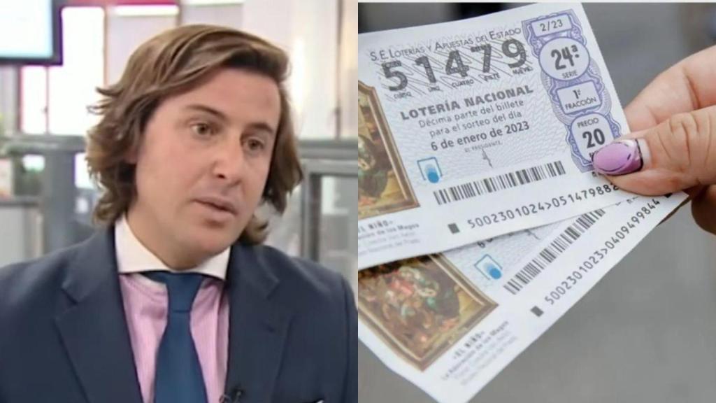 Montaje con una imagen de Nicolás Lerma y un décimo de Lotería de Navidad.