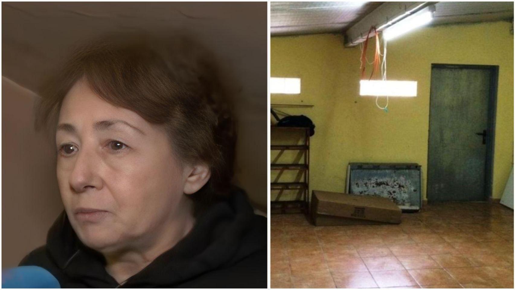 Montaje de Ángela y una imagen de archivo de un trastero.