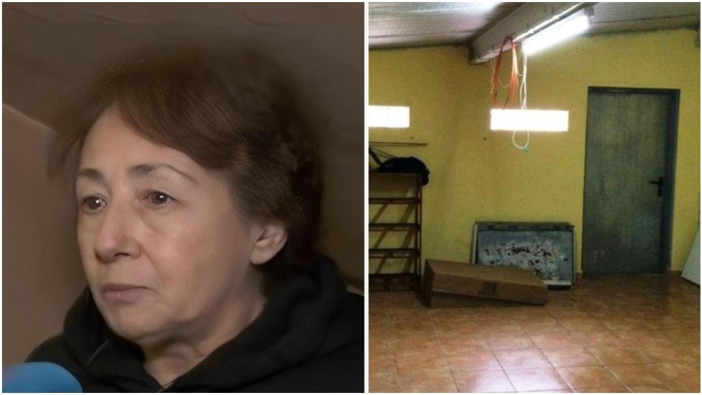 Montaje de Ángela y una imagen de archivo de un trastero.
