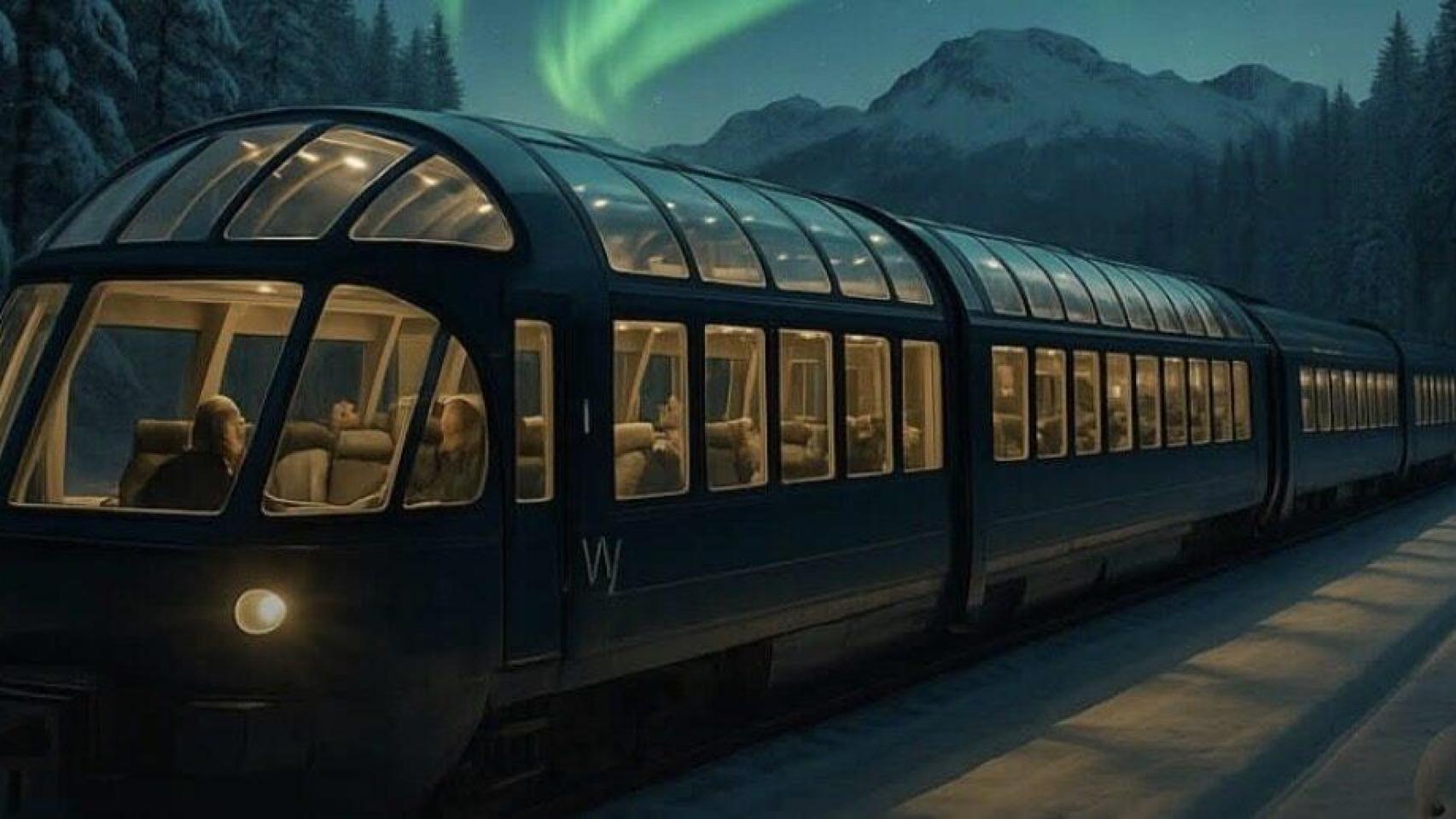 El tren panorámico de Noruega para las auroras boreales.