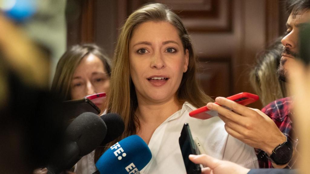 La portavoz del PP en el Congreso, Ester Muñoz, este miércoles durante una rueda de prensa.